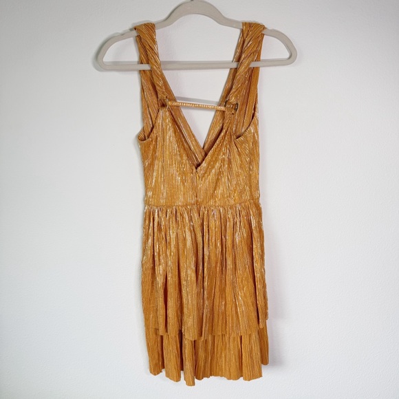 Sabina Musayev Revolve Alma Mandarin Orange Gold‎ Metallic Belt Mini Dress XS - Picture 12 of 14